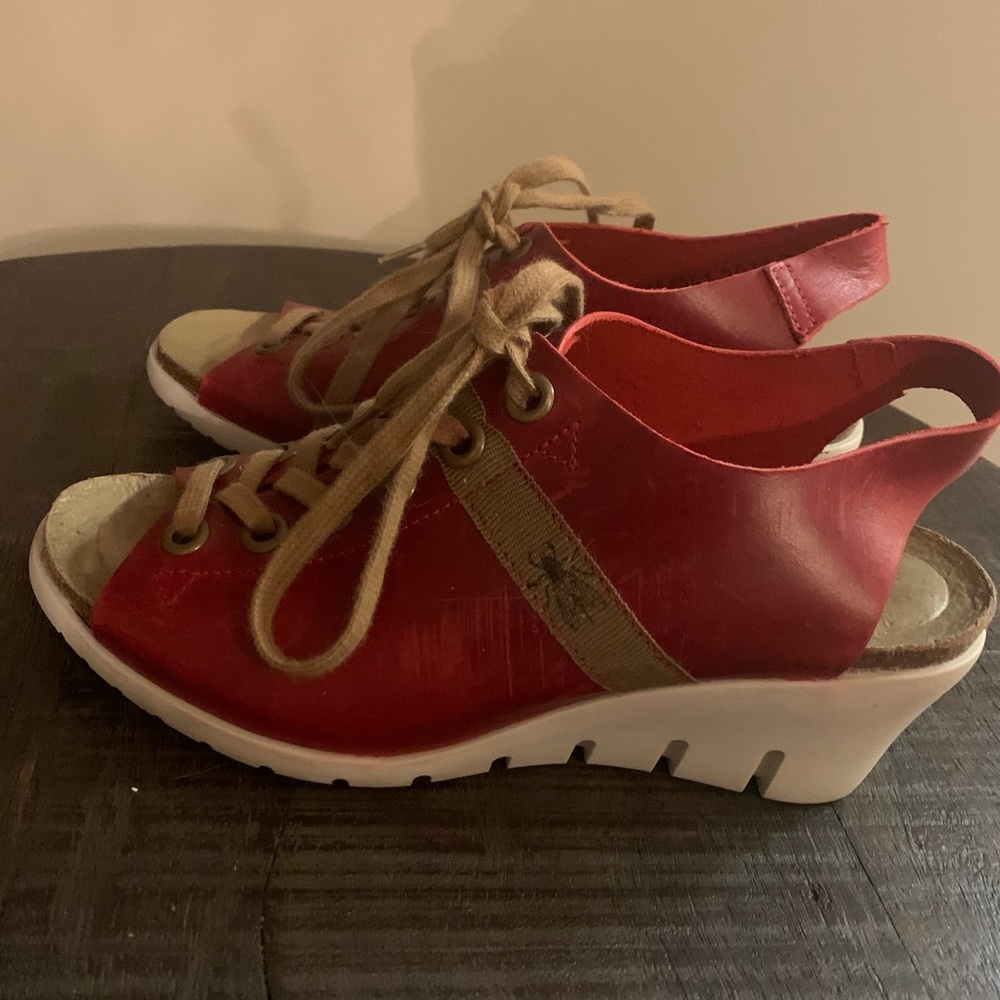 Fly London lace up wedge sandals